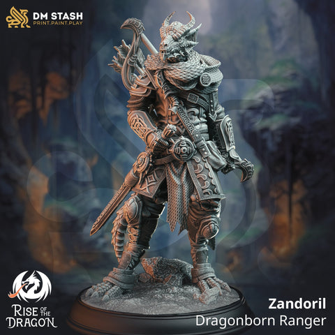 Dragonborn Ranger Fighter Paladin PC NPC Miniature | 5 Sizes /Scales | Pathfinder Figure DnD