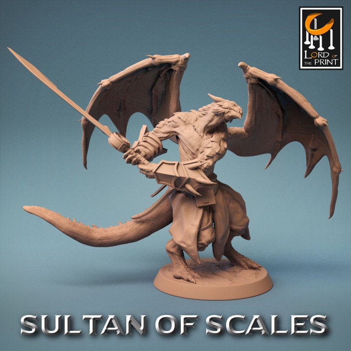 Dragonborn Fighter Ranger Barbarian | 28mm,32mm,54mm,75mm,100mm Scale Resin Mini | Dungeons and Dragons D&amp;D 5e Pathfinder |Lord of the Print