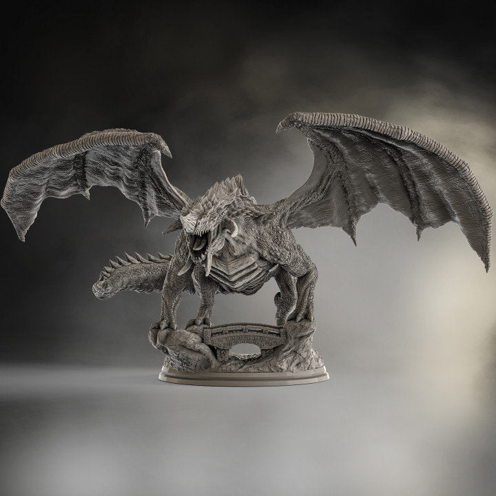 Chromatic Black Dragon (4 sizes) D&amp;D Miniature | 250mm Long, 200mm Wing Span | Resin Dragon Statue | Figurine | Dungeons and Dragons 5e