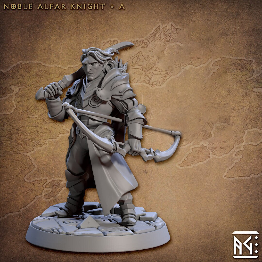 Elf Ranger Fighter Sword and Bow | 28mm, 32mm, 54mm,75mm,100mm Scale Resin Miniature Dungeons and Dragons D&D Pathfinder | Artisan Guild