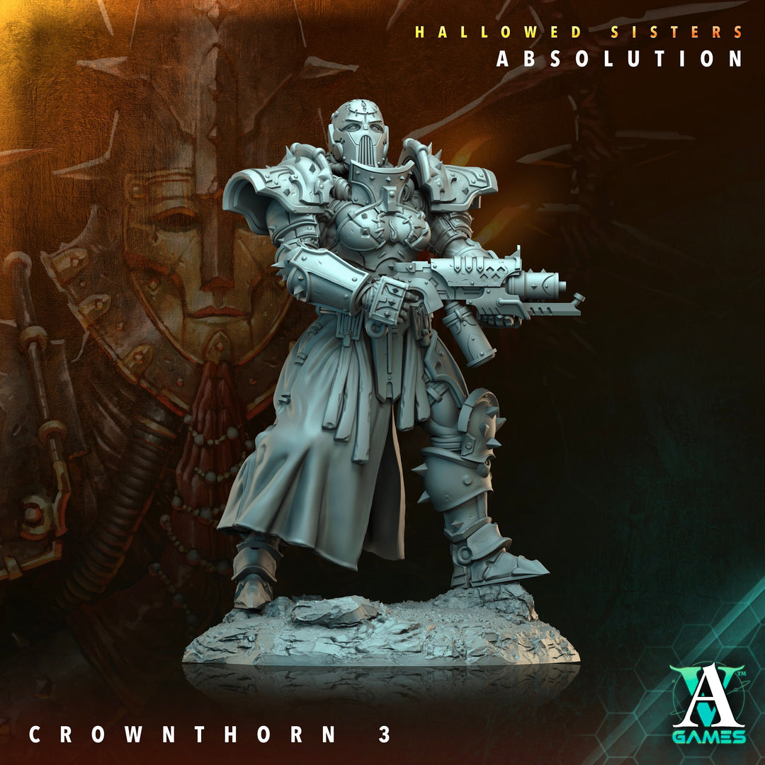 Sci-Fi Miniature Crownthorn Hallowed Sisters Absolution | 28mm,32mm, 54mm, 75mm,100mm Scales | Resin Mini | Archvillain Games