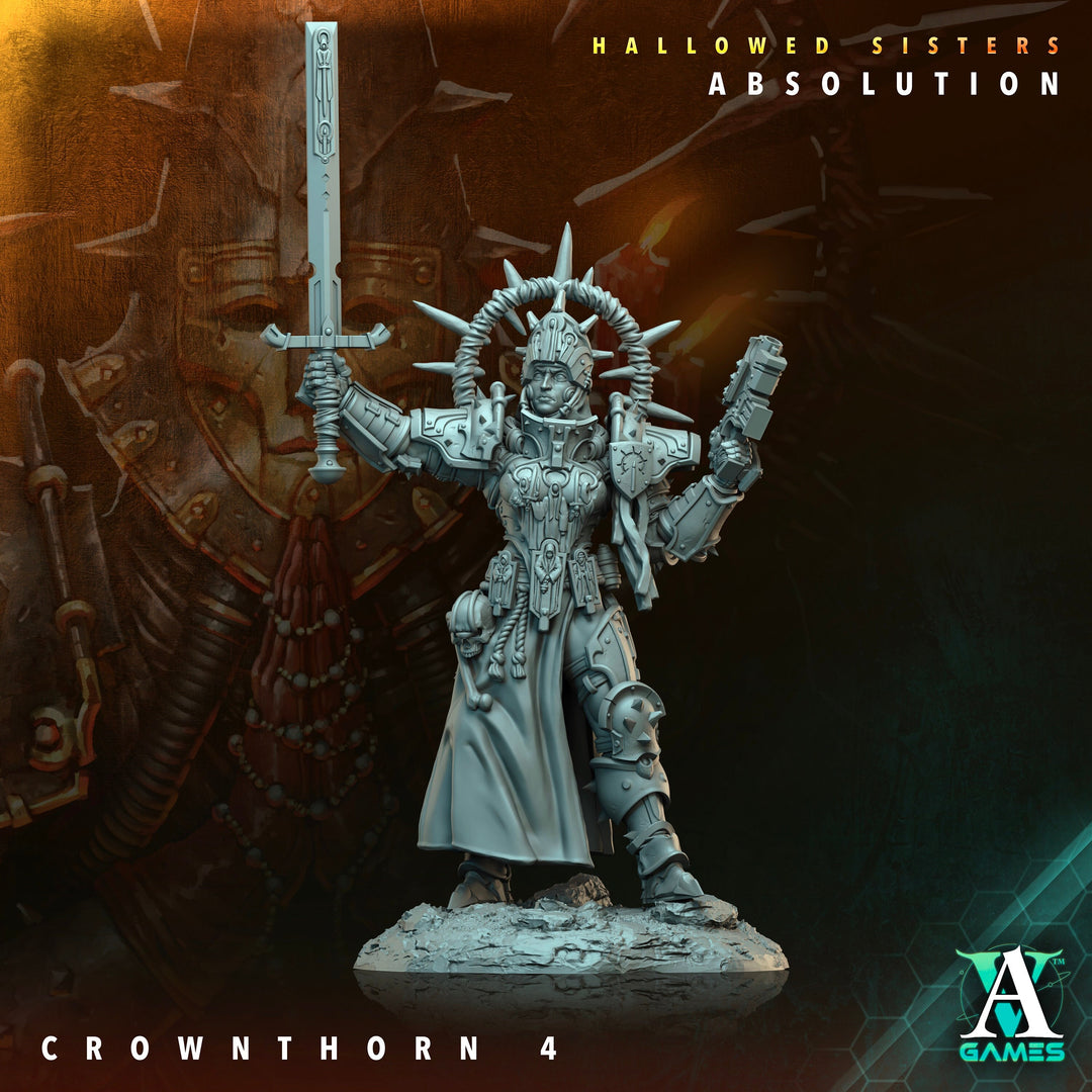 Sci-Fi Miniature Crownthorn Hallowed Sisters Absolution | 28mm,32mm, 54mm, 75mm,100mm Scales | Resin Mini | Archvillain Games
