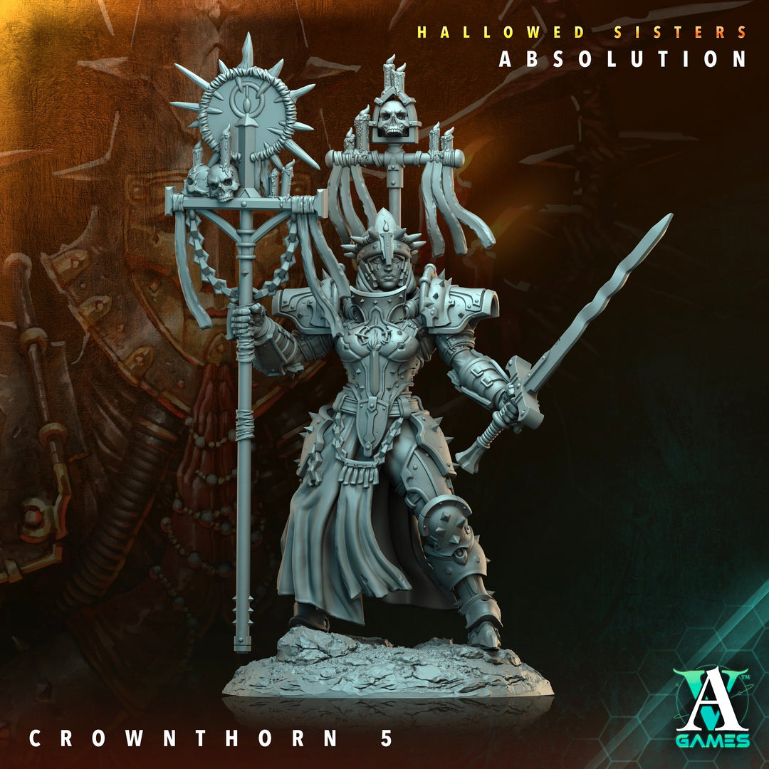Sci-Fi Miniature Crownthorn Hallowed Sisters Absolution | 28mm,32mm, 54mm, 75mm,100mm Scales | Resin Mini | Archvillain Games