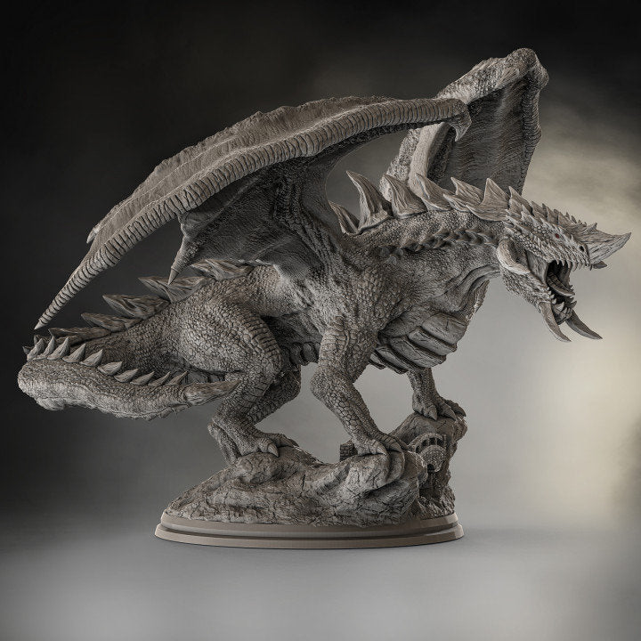 Chromatic Black Dragon (4 sizes) D&amp;D Miniature | 250mm Long, 200mm Wing Span | Resin Dragon Statue | Figurine | Dungeons and Dragons 5e