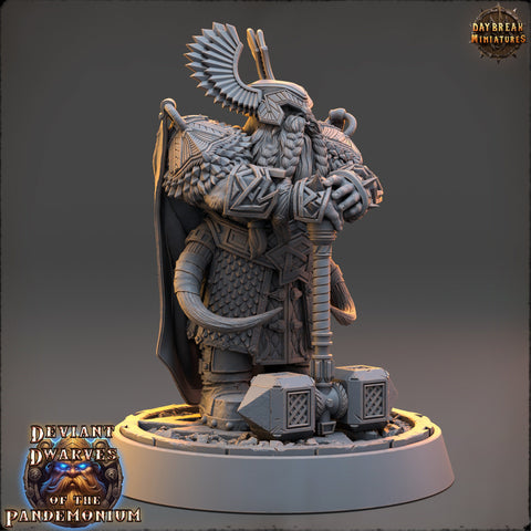 Dwarf Duergar Fighter Hammer | D&D| 28mm,32mm,54mm, 75mm, 100mm Scale | Pathfinder Mini for Painting | Daybreak Miniatures