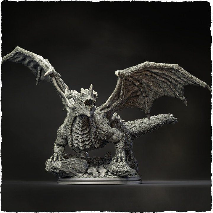 Chromatic Blue Dragon (4 sizes) D&amp;D Miniature | 250mm Long, 225mm Wing Span | Resin Dragon Statue | Figurine