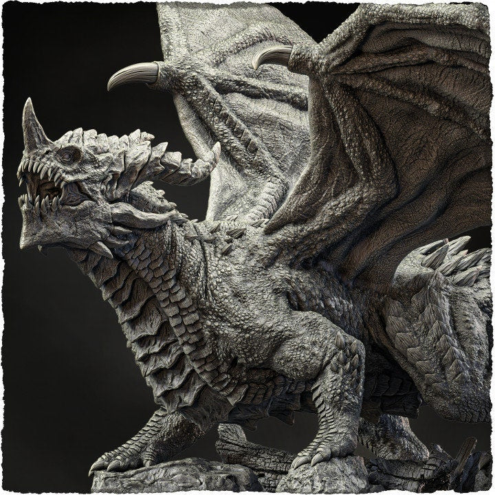 Chromatic Blue Dragon (4 sizes) D&amp;D Miniature | 250mm Long, 225mm Wing Span | Resin Dragon Statue | Figurine