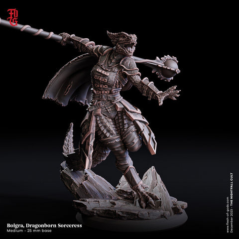 Female Dragonborn Sorcerer, Wizard, Warlock | 28mm,32mm,54mm,75mm,100mm Scale Resin Miniature | Dungeons & Dragons DnD 5E | Flesh of Gods