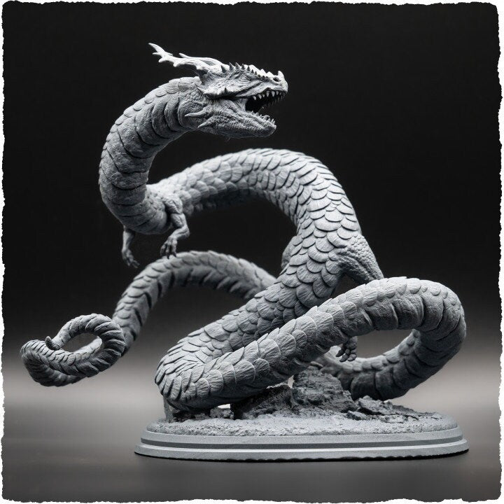 Asian Dragon Wingless (4 sizes) D&amp;D Miniature | 110mm High | Resin Dragon Statue | Figurine | Dungeons and Dragons 5e