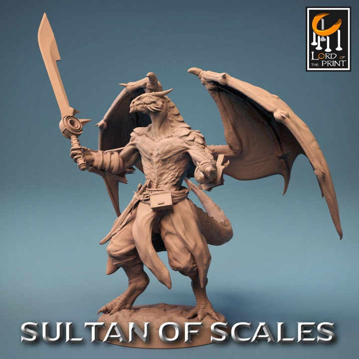 Dragonborn Fighter Ranger Barbarian | 28mm,32mm,54mm,75mm,100mm Scale Resin Mini | Dungeons and Dragons D&amp;D 5e Pathfinder |Lord of the Print