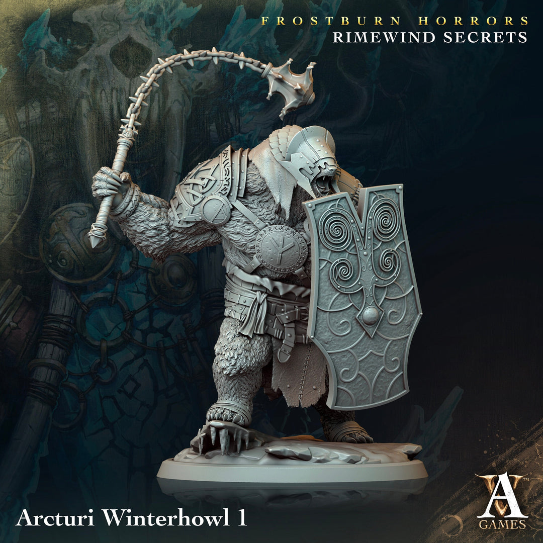 Frostburn Bear Vanguard | Archvillain Games | DnD RPG Role Playing Game | Pathfinder | Figure for Painting | Resin | Dungeons and Dragons |