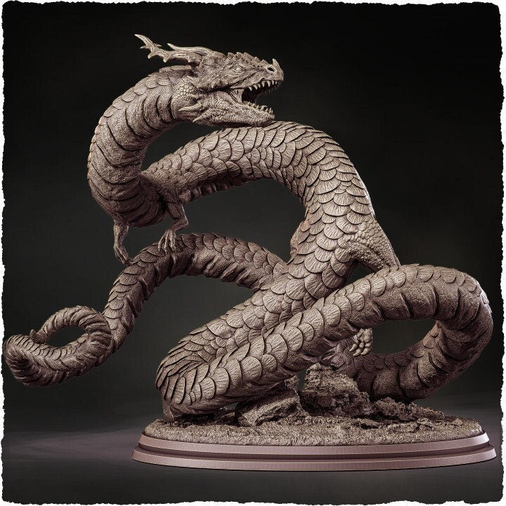 Asian Dragon Wingless (4 sizes) D&amp;D Miniature | 110mm High | Resin Dragon Statue | Figurine | Dungeons and Dragons 5e