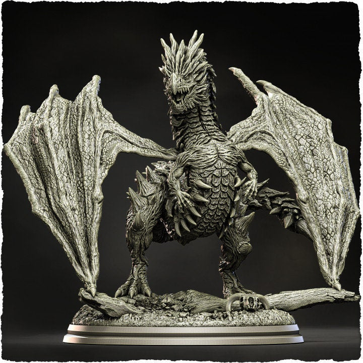 Chromatic Dragon (4 sizes) D&amp;D Miniature | 250mm Long, 225mm Wing Span | Resin Dragon Statue | Figurine | Dungeons and Dragons 5e