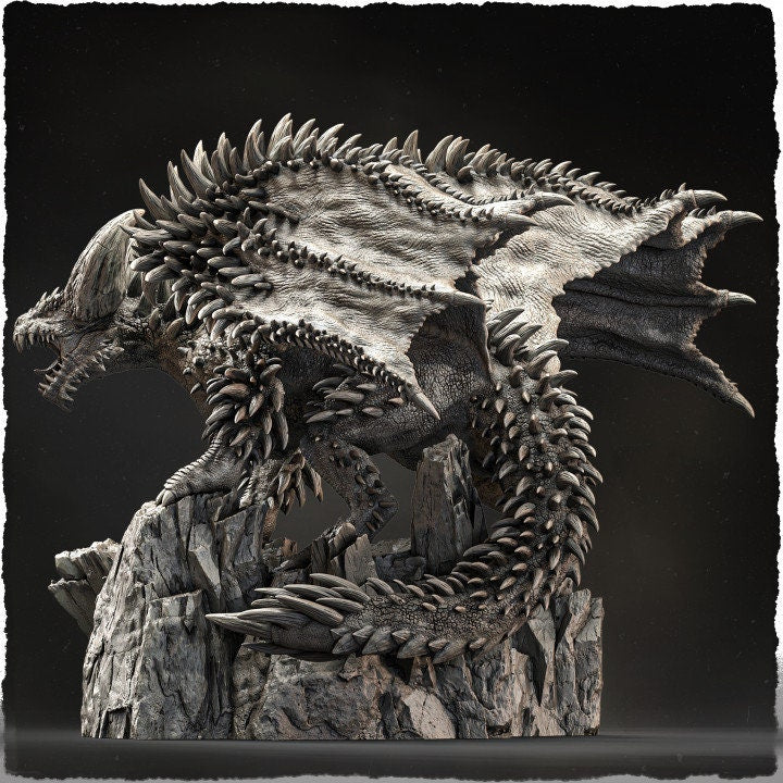 Spiked Flying Dragon Beast (4 sizes) D&amp;D Miniature | Young, Adult, Huge, Gargantuan | Resin Statue | Figurine | Dungeons and Dragons 5e
