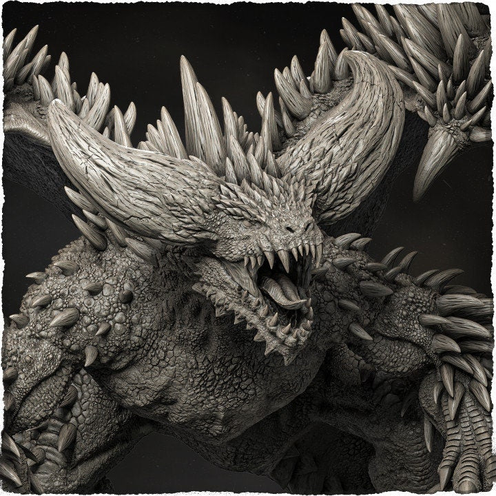 Spiked Flying Dragon Beast (4 sizes) D&amp;D Miniature | Young, Adult, Huge, Gargantuan | Resin Statue | Figurine | Dungeons and Dragons 5e