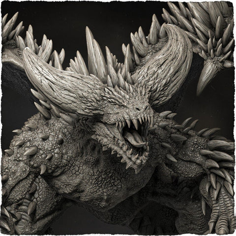 Spiked Flying Dragon Beast (4 sizes) D&D Miniature | Young, Adult, Huge, Gargantuan | Resin Statue | Figurine | Dungeons and Dragons 5e