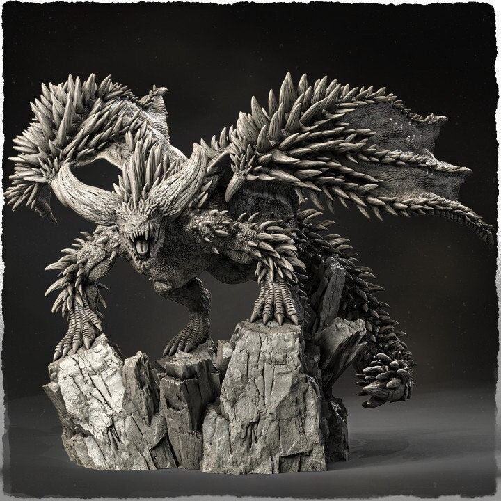 Spiked Flying Dragon Beast (4 sizes) D&D Miniature | Young, Adult, Huge, Gargantuan | Resin Statue | Figurine | Dungeons and Dragons 5e