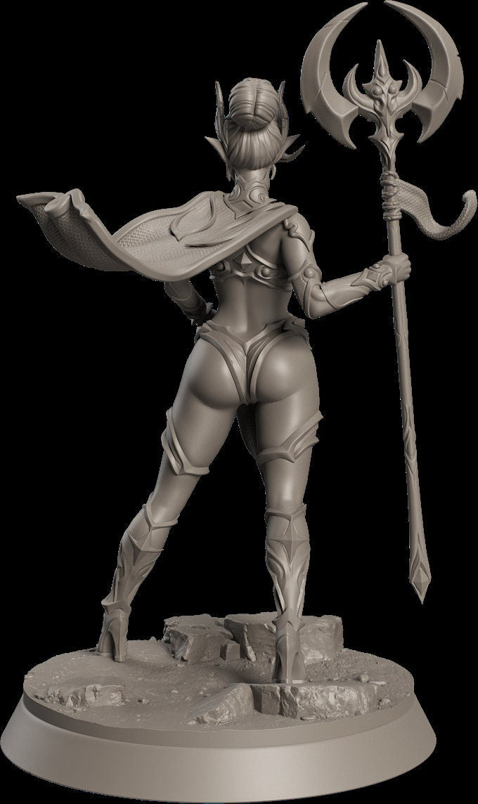 Female Elf Sorlock, Sorcerer, Wizard, Pinup PC NPC also TOPLESS Unpainted Resin | 28mm, 32mm,54mm,75mm,100mm Scale | Dungeons &amp; Dragons 5e