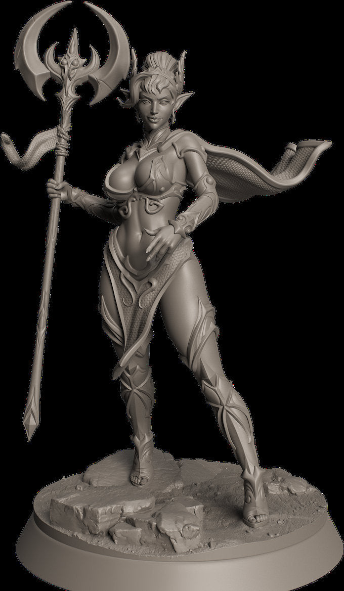 Female Elf Sorlock, Sorcerer, Wizard, Pinup PC NPC also TOPLESS Unpainted Resin | 28mm, 32mm,54mm,75mm,100mm Scale | Dungeons &amp; Dragons 5e