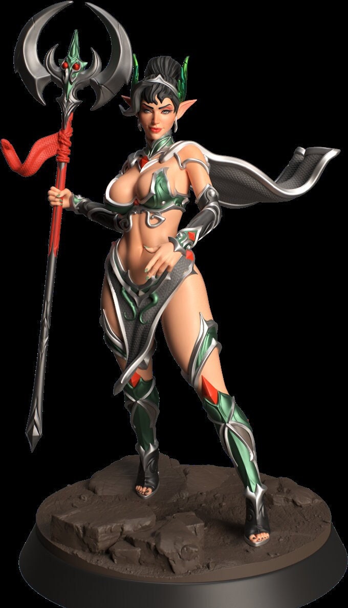 Female Elf Sorlock, Sorcerer, Wizard, Pinup PC NPC also TOPLESS Unpainted Resin | 28mm, 32mm,54mm,75mm,100mm Scale | Dungeons &amp; Dragons 5e