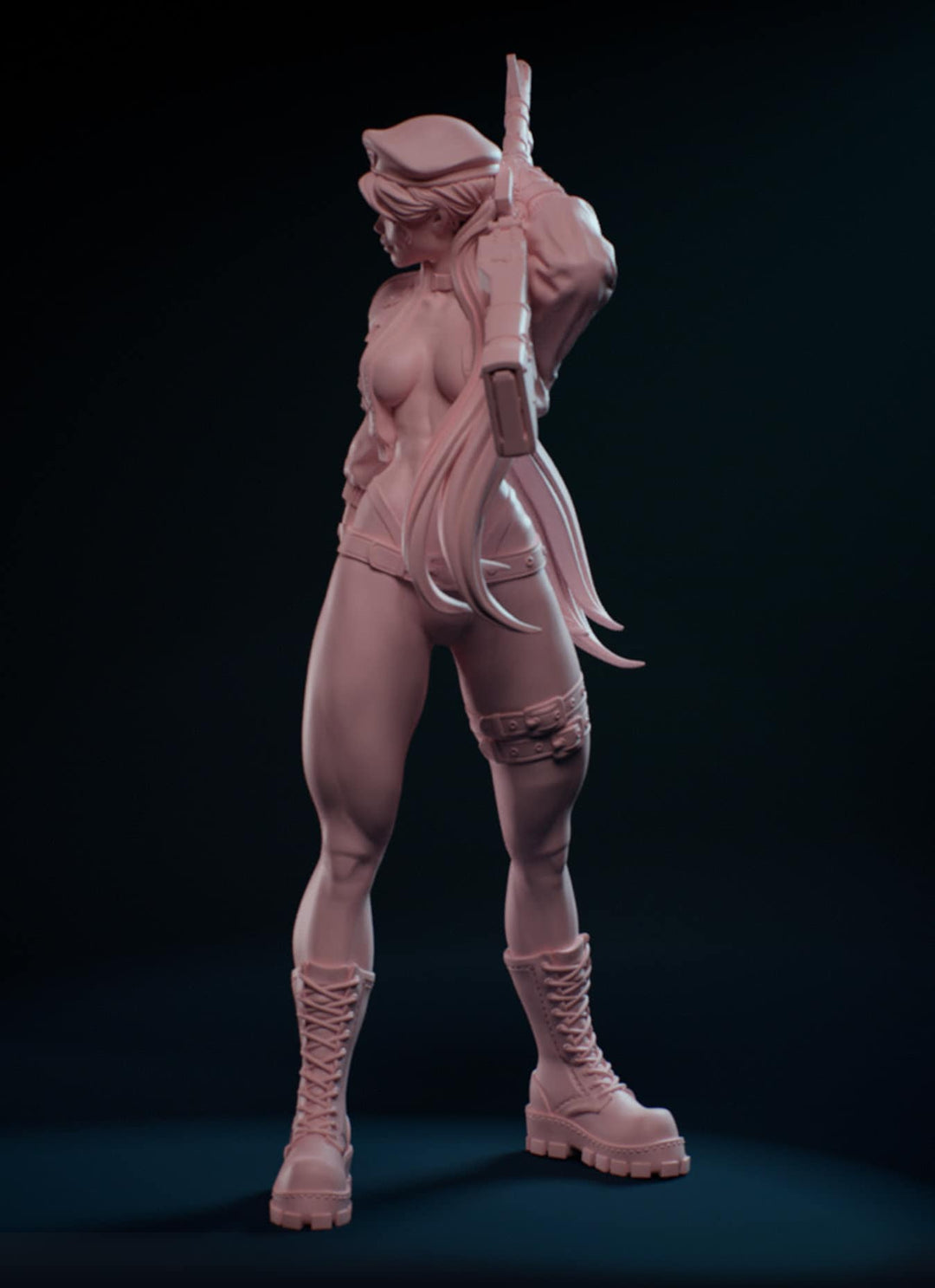 Female Soldier Machine Gun Sexy Pin Up Miniature | NSFW Topless version | 28mm, 32mm,54mm, 75mm, 100mm Scales | Sci-Fi miniatures | Fan Art