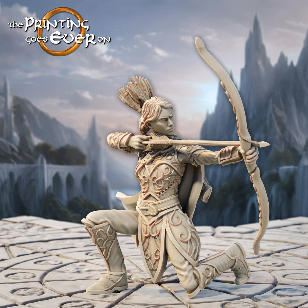 Female Elf Ranger Sharpshooter Fighter w/ Bow | Unpainted Miniature | 28mm,32mm,54mm,75mm,100mm Scales | Pathfinder Figure | DnD | Figurine