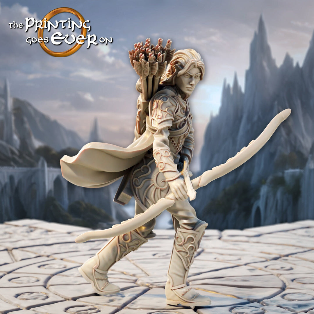 Male Elf Ranger Sharpshooter Fighter w/ Bow | Unpainted Miniature | 28mm,32mm,54mm,75mm,100mm Scales | Pathfinder Figure | DnD | Figurine