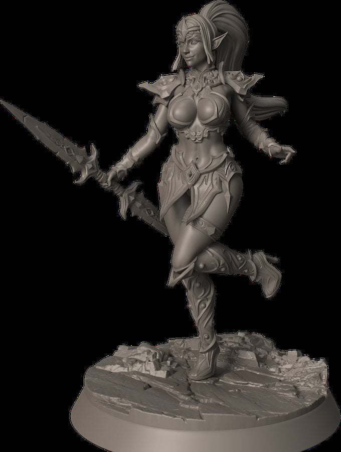 Female Elf Bladesinger Wizard, Sorcerer, Monk Sexy Pinup PC NPC Unpainted Resin | 28mm, 32mm,54mm,75mm,100mm Scale | Dungeons &amp; Dragons 5e