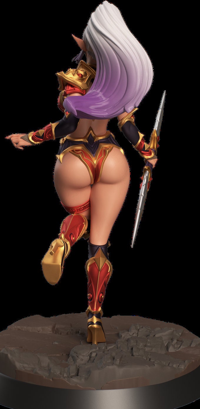 Female Elf Bladesinger Wizard, Sorcerer, Monk Sexy Pinup PC NPC Unpainted Resin | 28mm, 32mm,54mm,75mm,100mm Scale | Dungeons &amp; Dragons 5e