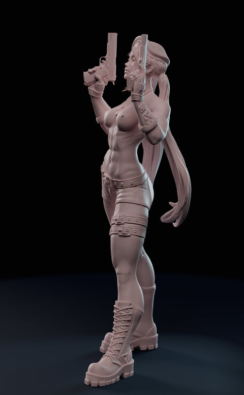 Female Treasure Hunter Guns Sexy Pin Up Miniature | NSFW Topless & Nude versions | 28mm, 32mm,54mm, 75mm, 100mm Scales | Fan Art miniatures
