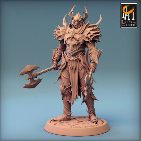 OathBreaker Paladin Fighter, 2 Weapons Axes, Unpainted Miniature | 28mm, 32mm,54mm,75mm, 100mm Scales | Dungeons and Dragons | Pathfinder |