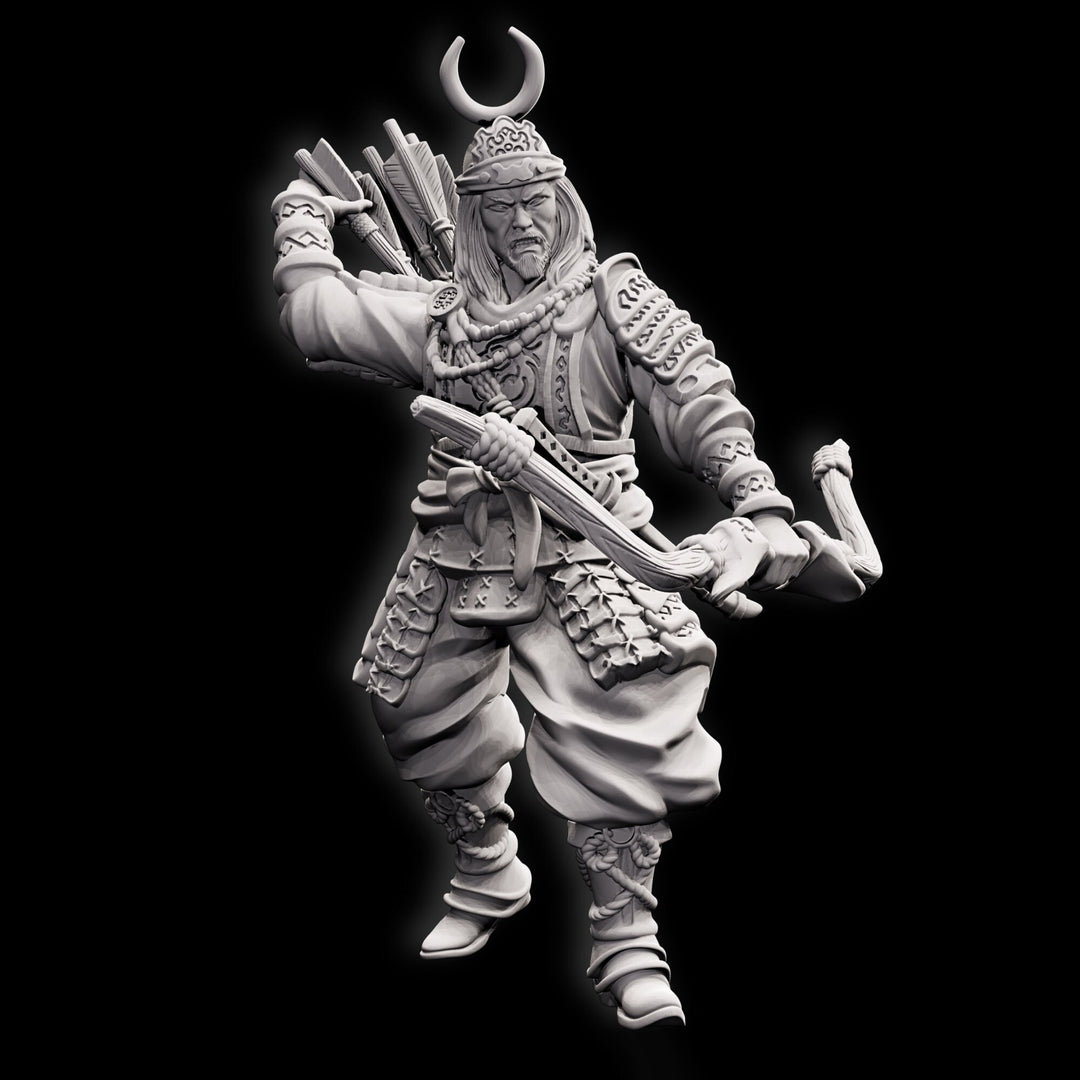 Human Fighter Samurai Sharpshooter, Ranger | Miniature 28mm,32mm,54mm, 75mm,100mm Scale Pathfinder Figure/ DnD Figurine unpainted