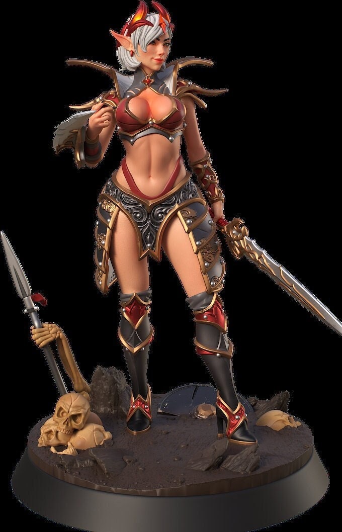 Female Elf Echo Knight Fighter Bladesinger, Rogue Topless NSFW PC NPC Unpainted mini 28mm, 32mm,54mm,75mm,100mm Scale |Dungeons & Dragons 5e
