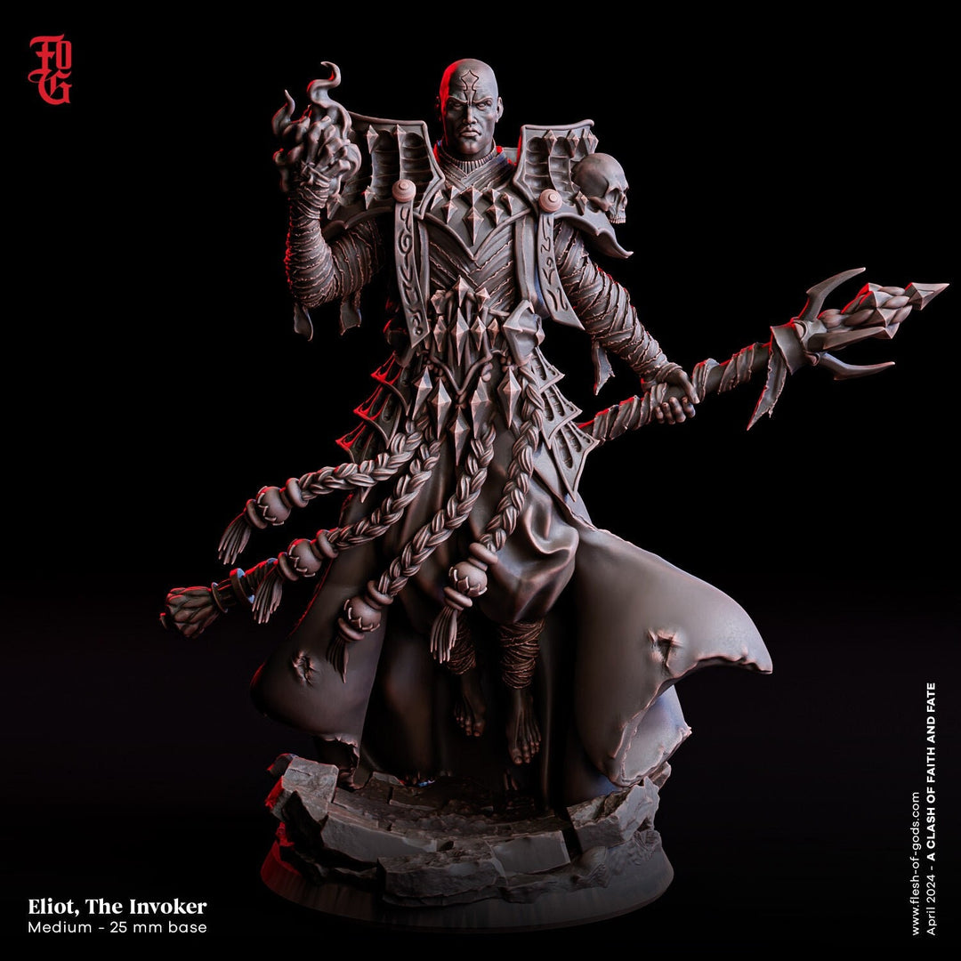 Wizard Invoker, Warlock, Sorcerer | 28mm, 32mm,54mm, 75mm,100mm Scale Player Character Mini-Minis -D&D 5e Pathfinder Figurine Flesh of Gods