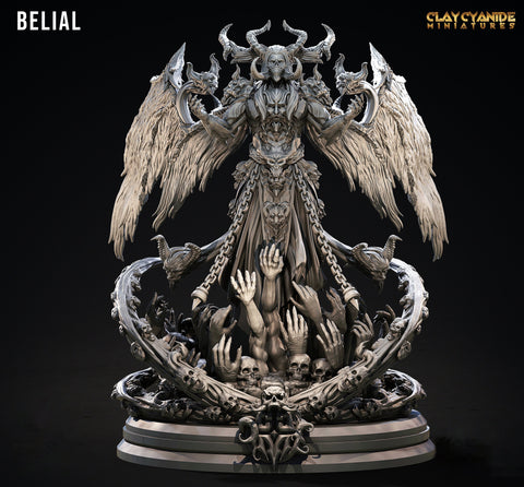 Belial Demon Fallen | 28mm, 32mm Scales| 75mm, 115mm Bases | Resin Miniature | Dungeons and Dragons | Pathfinder | D&D 5e | Clay Cyanide