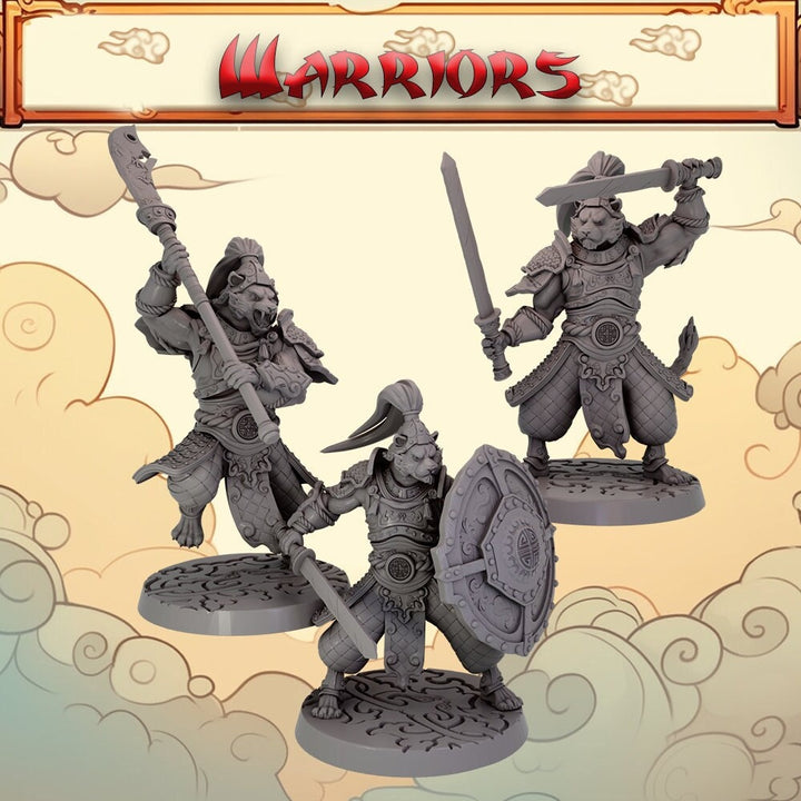 TigerFolk, Leonin LionFolk Fighter in Armor (3 poses) | 28mm, 32mm, 54mm, 75mm Scales,100mm Tall | Dungeons and Dragons D&amp;D 5e | Pathfinder