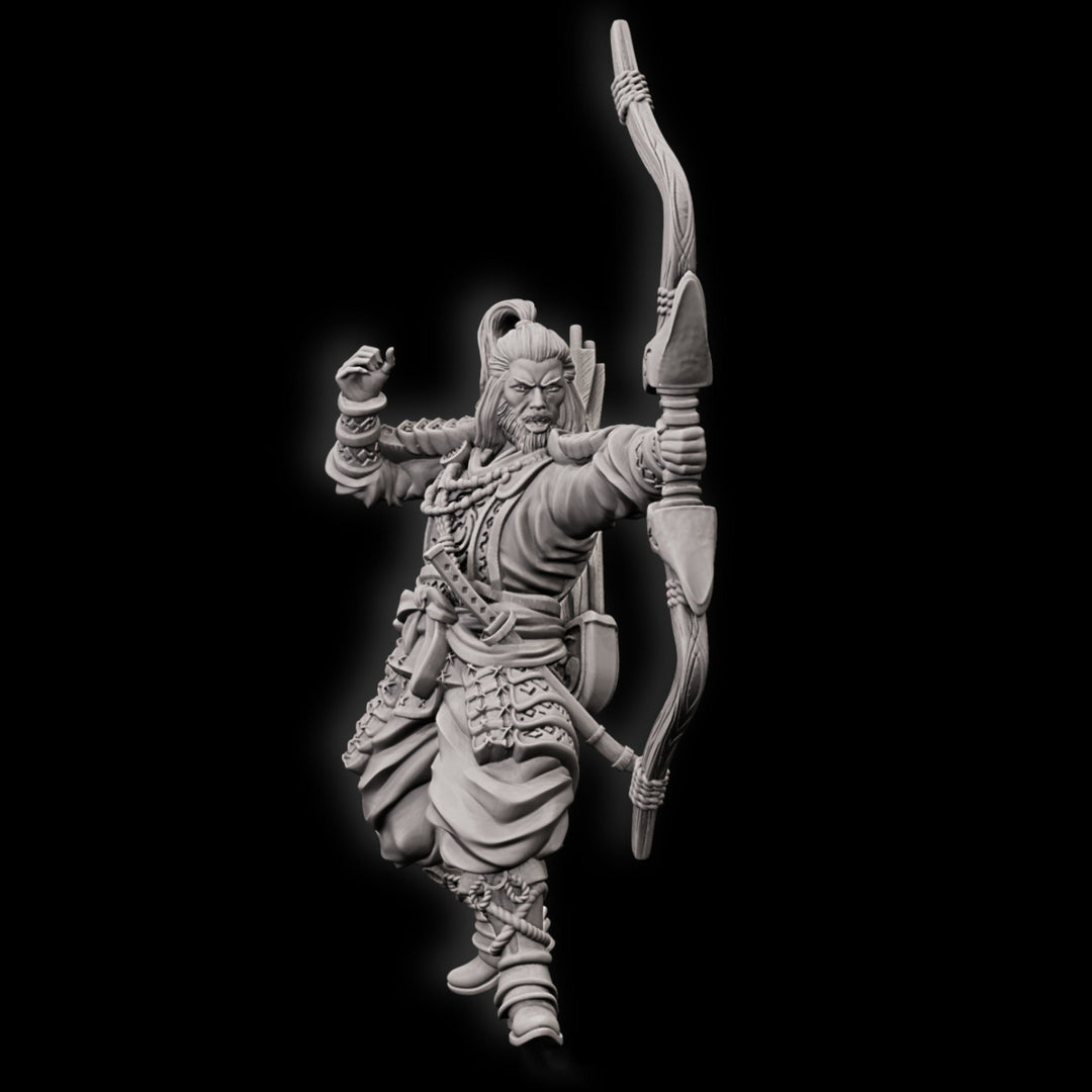 Human Fighter Samurai Sharpshooter, Ranger | Miniature 28mm,32mm,54mm, 75mm,100mm Scale Pathfinder Figure/ DnD Figurine unpainted