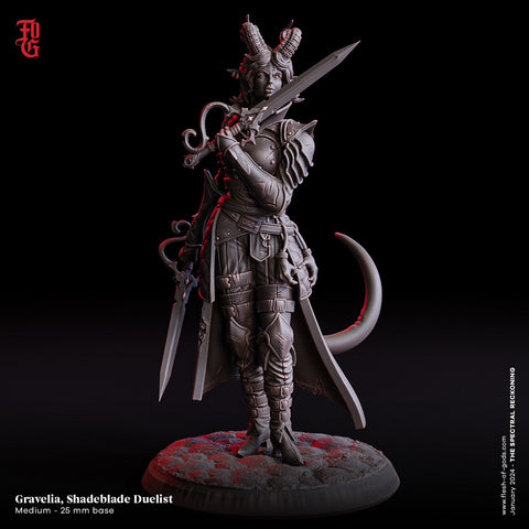 Female Tiefling Warlock Hexblade, Fighter, Ranger PC NPC | 28mm,32mm,54mm, 75mm,100mm Scale Resin Mini | Dungeons & Dragons| Flesh of Gods