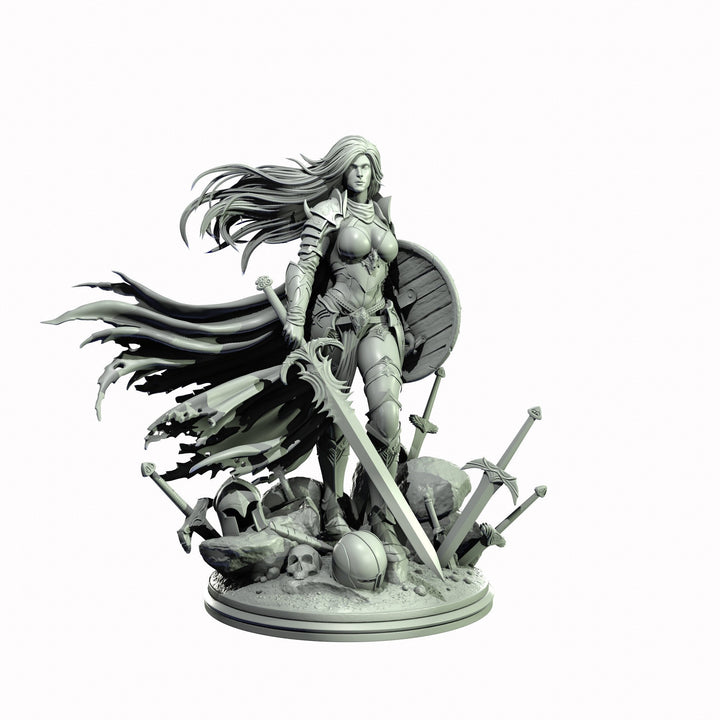 Female Human Paladin , PC NPC Miniature | NSFW Topless &amp; Nude versions | 28mm, 32mm,54mm, 75mm, 100mm Scales |DnD 5e