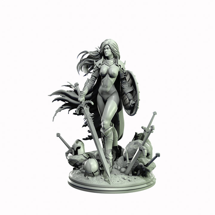 Female Human Paladin , PC NPC Miniature | NSFW Topless &amp; Nude versions | 28mm, 32mm,54mm, 75mm, 100mm Scales |DnD 5e