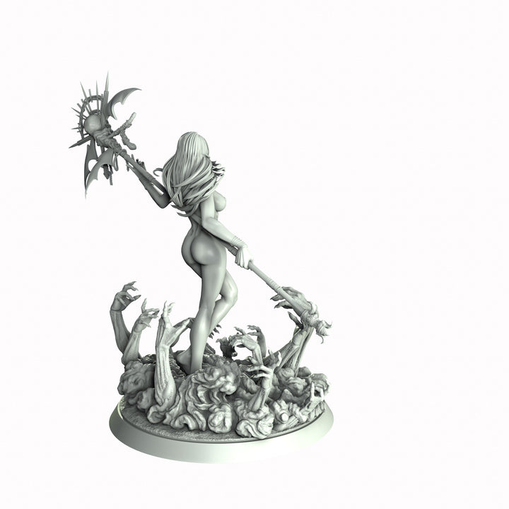 Necromancer, Wizard, Warlock, Sorcerer , PC NPC Miniature | NSFW Topless &amp; Nude versions | 28mm, 32mm,54mm, 75mm, 100mm Scales | DnD 5e