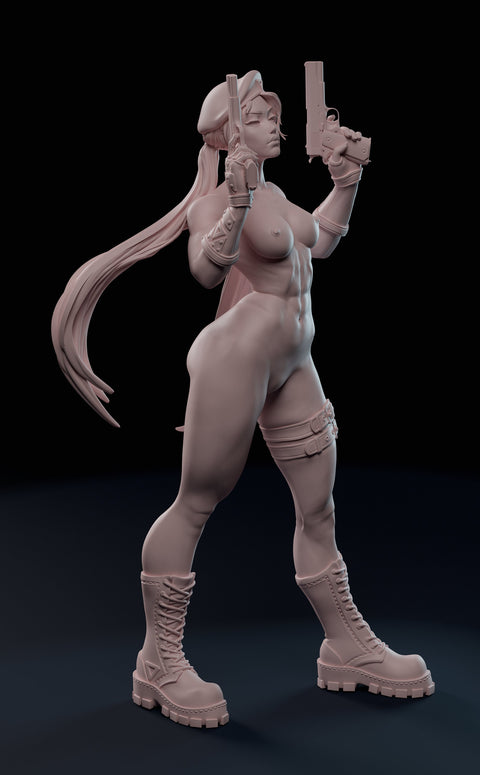 Female Treasure Hunter Guns Sexy Pin Up Miniature | NSFW Topless & Nude versions | 28mm, 32mm,54mm, 75mm, 100mm Scales | Fan Art miniatures