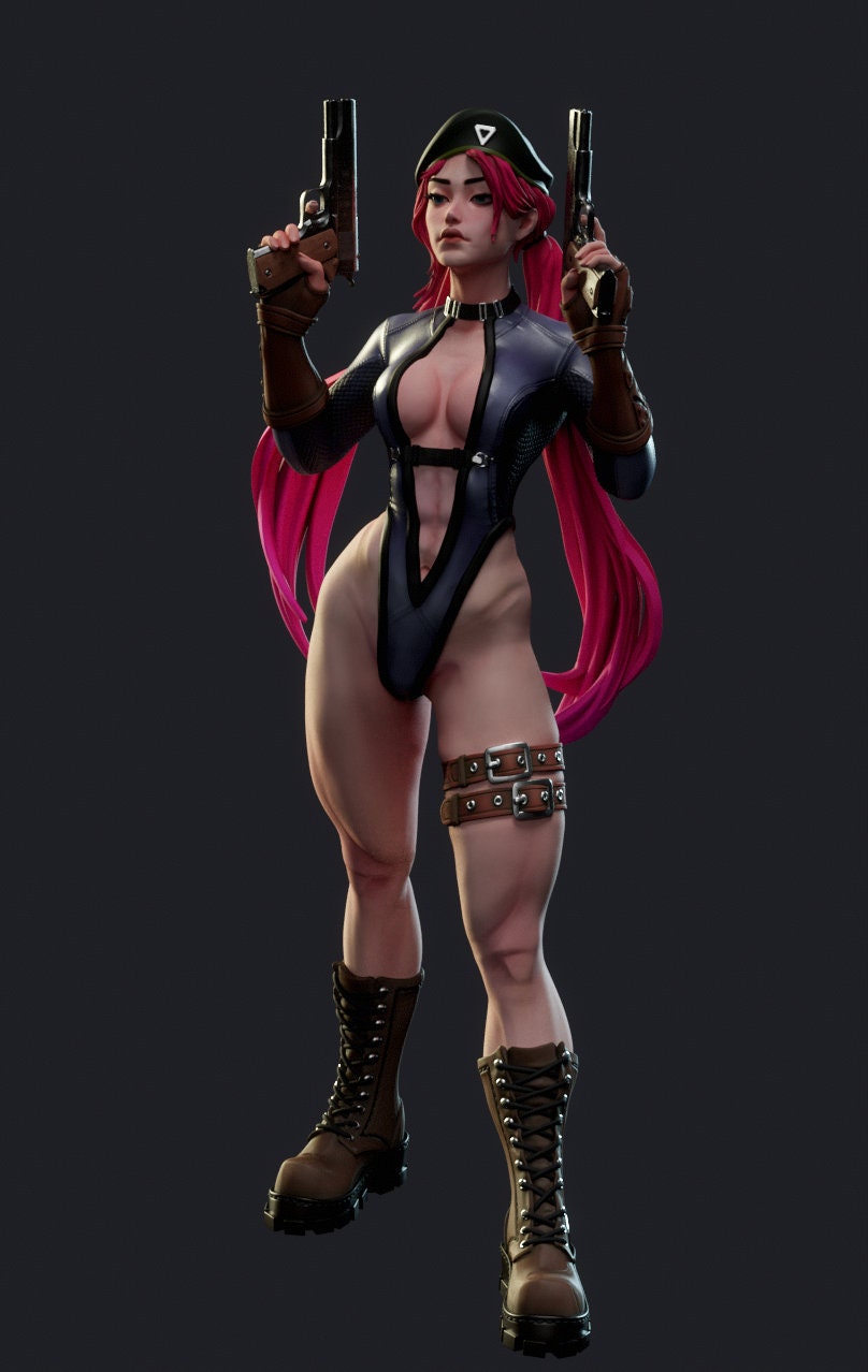 Female Treasure Hunter Guns Sexy Pin Up Miniature | NSFW Topless &amp; Nude versions | 28mm, 32mm,54mm, 75mm, 100mm Scales | Fan Art miniatures