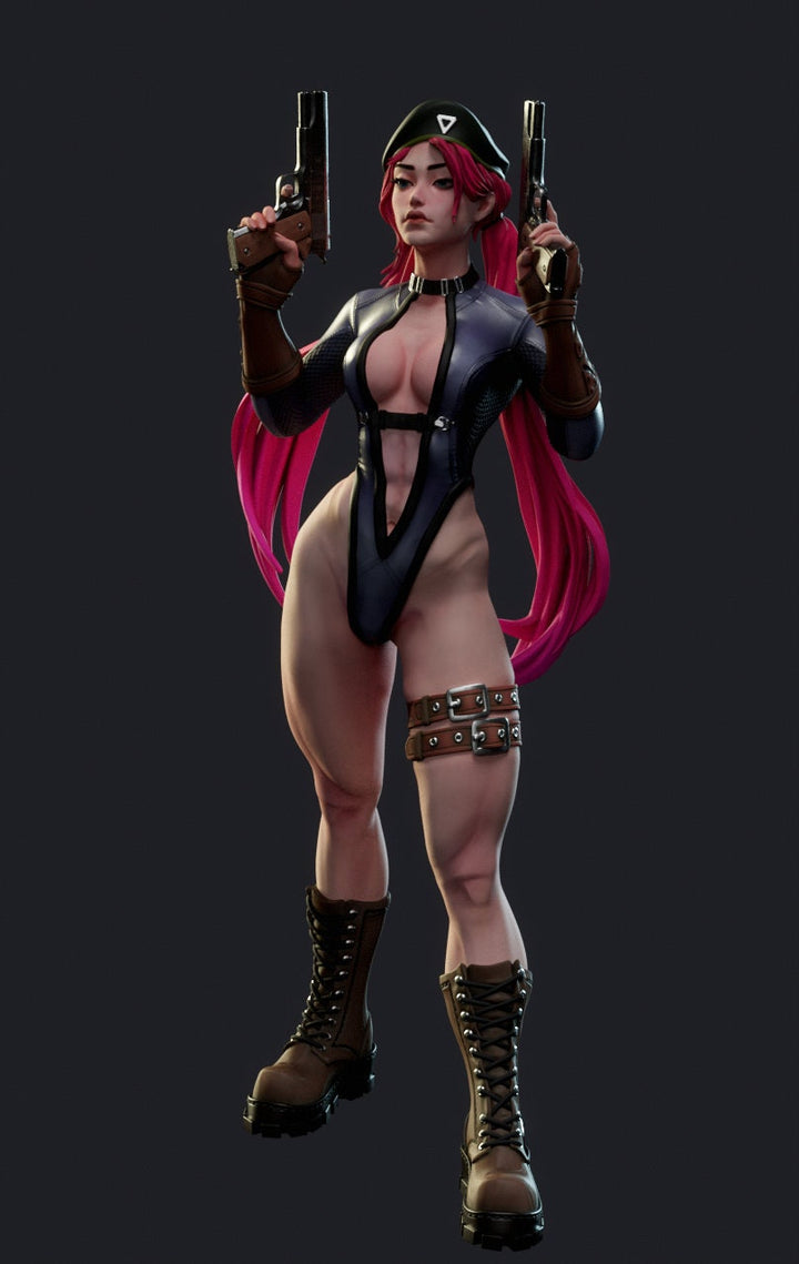 Female Treasure Hunter Guns Sexy Pin Up Miniature | NSFW Topless &amp; Nude versions | 28mm, 32mm,54mm, 75mm, 100mm Scales | Fan Art miniatures