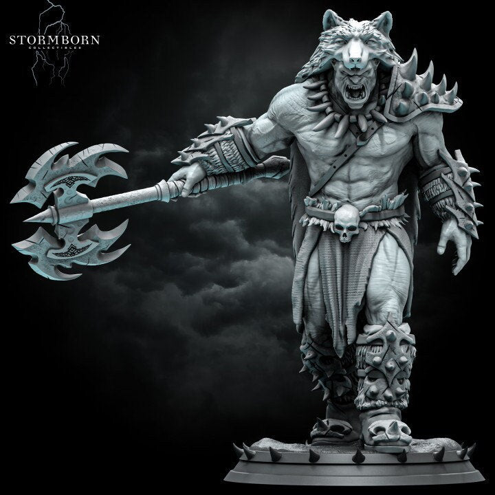 Half-Orc Barbarian, Fighter PC / NPC | 28mm, 32mm,54mm,75mm,100mm Scales | Player Character Mini -D&D 5e Pathfinder Figurine