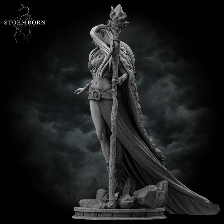 Female Elf Fey Druid, PC / NPC Miniature | 28mm, 32mm, 54mm,75mm, 100mm Scales | Pathfinder Figure | DnD | Figurine unpainted |