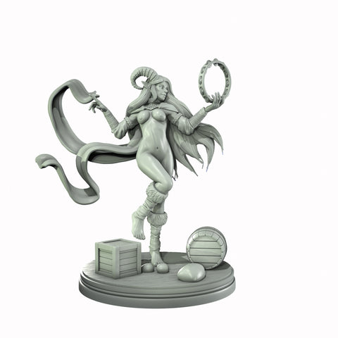 Tiefling Female Bard, Rogue Arcane Trickster, Thief PC NPC Miniature NSFW Topless & Nude versions | 28mm,32mm,54mm,75mm,100mm Scales |DnD 5e