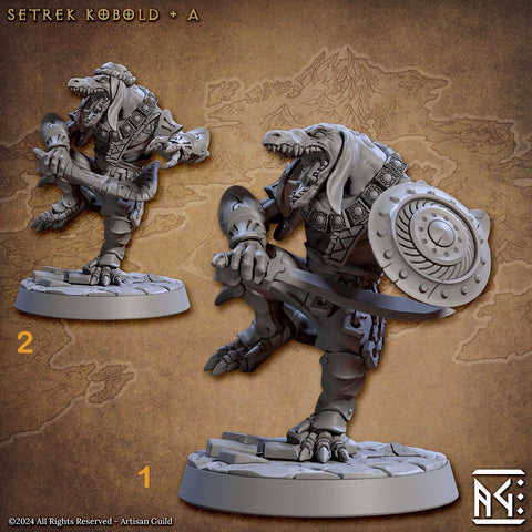 Kobold Fighter with Scimitar & Shield, Boomerang PC NPC DnD | 28mm, 32mm, 54mm, 75mm Scale Miniature | Dungeons and Dragons | Artisan Guild