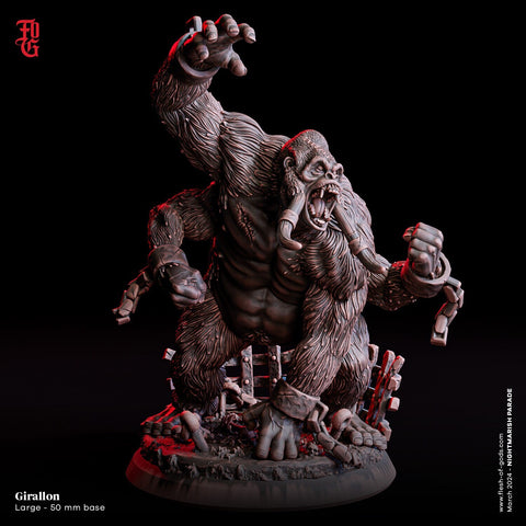 Girallon (5 sizes available) Unpainted Miniature | 28mm ,32mm, 54mm, 75mm,100mm Scale | Pathfinder Figure | DnD 5E | Dungeons & Dragons