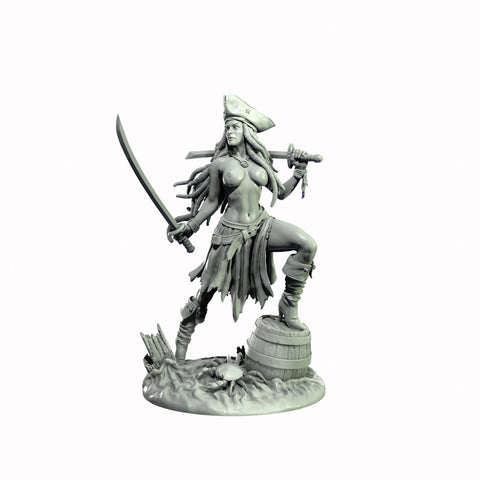 Human Female Pirate, Swashbuckler Rogue, Thief PC NPC Miniature NSFW Topless & Nude versions | 28mm,32mm,54mm,75mm,100mm Scales |DnD 5e